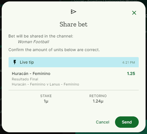 tip sharing modal